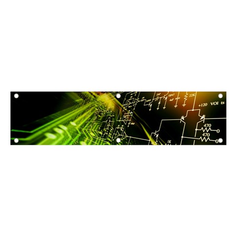 Machine Technology Circuit Electronic Computer Technics Detail Psychedelic Abstract Pattern Banner and Sign 4  x 1  from ArtsNow.com Front