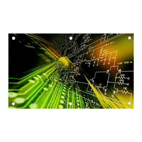 Machine Technology Circuit Electronic Computer Technics Detail Psychedelic Abstract Pattern Banner and Sign 5  x 3  from ArtsNow.com Front