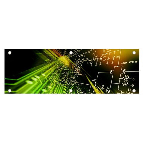 Machine Technology Circuit Electronic Computer Technics Detail Psychedelic Abstract Pattern Banner and Sign 6  x 2  from ArtsNow.com Front