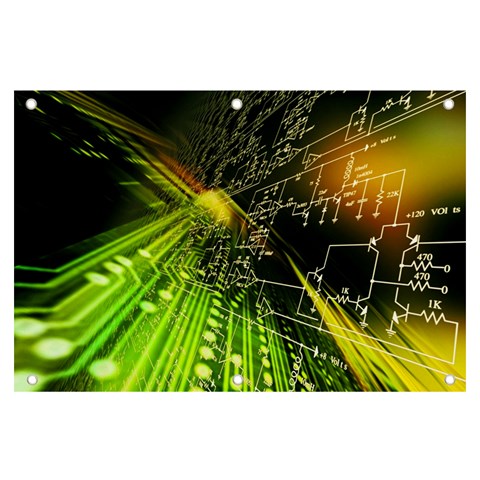 Machine Technology Circuit Electronic Computer Technics Detail Psychedelic Abstract Pattern Banner and Sign 6  x 4  from ArtsNow.com Front