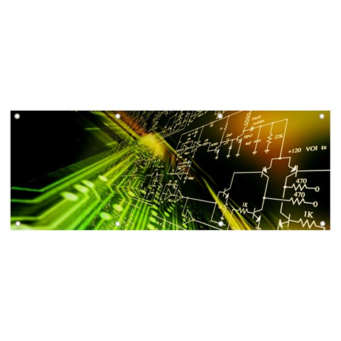 Machine Technology Circuit Electronic Computer Technics Detail Psychedelic Abstract Pattern Banner and Sign 8  x 3  from ArtsNow.com Front