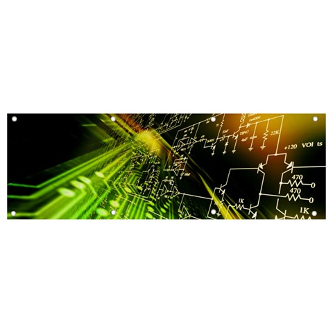 Machine Technology Circuit Electronic Computer Technics Detail Psychedelic Abstract Pattern Banner and Sign 9  x 3  from ArtsNow.com Front