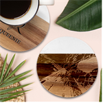 Machine Technology Circuit Electronic Computer Technics Detail Psychedelic Abstract Pattern Marble Wood Coaster (Round)
