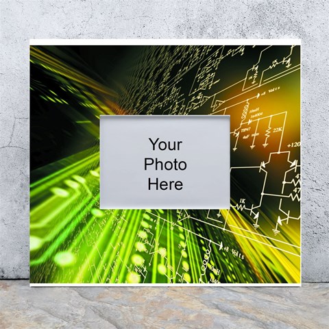 Machine Technology Circuit Electronic Computer Technics Detail Psychedelic Abstract Pattern White Wall Photo Frame 5  x 7  from ArtsNow.com Front