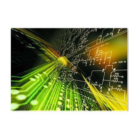 Machine Technology Circuit Electronic Computer Technics Detail Psychedelic Abstract Pattern Crystal Sticker (A4) from ArtsNow.com Front