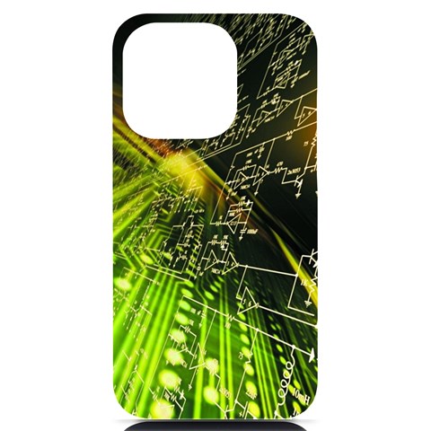 Machine Technology Circuit Electronic Computer Technics Detail Psychedelic Abstract Pattern iPhone 14 Pro Black UV Print Case from ArtsNow.com Front