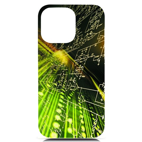 Machine Technology Circuit Electronic Computer Technics Detail Psychedelic Abstract Pattern iPhone 14 Pro Max Black UV Print Case from ArtsNow.com Front