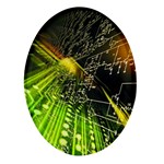 Machine Technology Circuit Electronic Computer Technics Detail Psychedelic Abstract Pattern Oval Glass Fridge Magnet (4 pack)