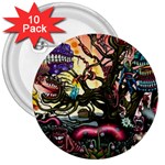 Psychedelic Funky Trippy 3  Buttons (10 pack) 