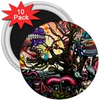 Psychedelic Funky Trippy 3  Magnets (10 pack) 