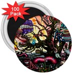 Psychedelic Funky Trippy 3  Magnets (100 pack)