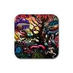 Psychedelic Funky Trippy Rubber Coaster (Square)