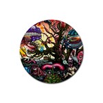 Psychedelic Funky Trippy Rubber Round Coaster (4 pack)