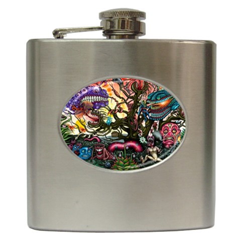 Psychedelic Funky Trippy Hip Flask (6 oz) from ArtsNow.com Front
