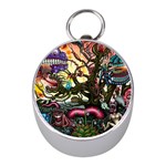Psychedelic Funky Trippy Mini Silver Compasses