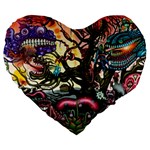 Psychedelic Funky Trippy Large 19  Premium Flano Heart Shape Cushions
