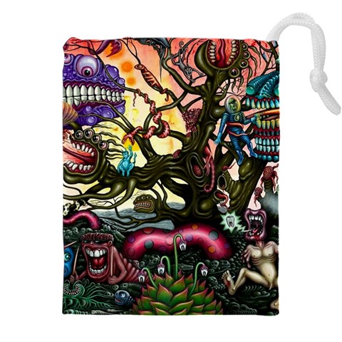 Psychedelic Funky Trippy Drawstring Pouch (4XL) from ArtsNow.com Front