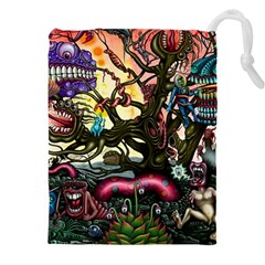 Psychedelic Funky Trippy Drawstring Pouch (4XL) from ArtsNow.com Front
