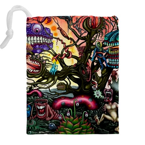 Psychedelic Funky Trippy Drawstring Pouch (4XL) from ArtsNow.com Back