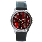 Technology Computer Circuit Round Metal Watch