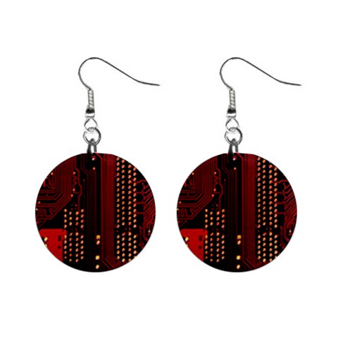 Technology Computer Circuit Mini Button Earrings from ArtsNow.com Front