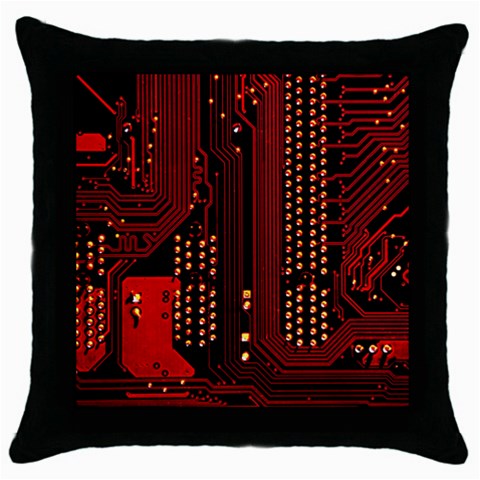 Technology Computer Circuit Throw Pillow Case (Black) from ArtsNow.com Front