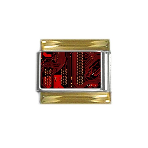 Technology Computer Circuit Gold Trim Italian Charm (9mm) from ArtsNow.com Front