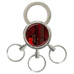 Technology Computer Circuit 3-Ring Key Chain