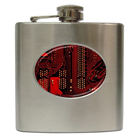 Technology Computer Circuit Hip Flask (6 oz) from ArtsNow.com Front