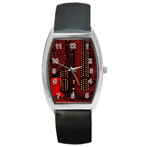 Technology Computer Circuit Barrel Style Metal Watch from ArtsNow.com Front