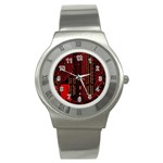 Technology Computer Circuit Stainless Steel Watch