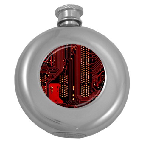 Technology Computer Circuit Round Hip Flask (5 oz) from ArtsNow.com Front