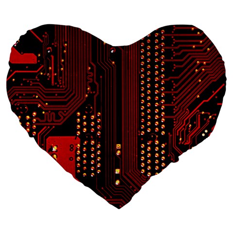 Technology Computer Circuit Large 19  Premium Heart Shape Cushions from ArtsNow.com Front