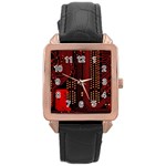 Technology Computer Circuit Rose Gold Leather Watch 