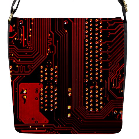Technology Computer Circuit Flap Closure Messenger Bag (S) from ArtsNow.com Front