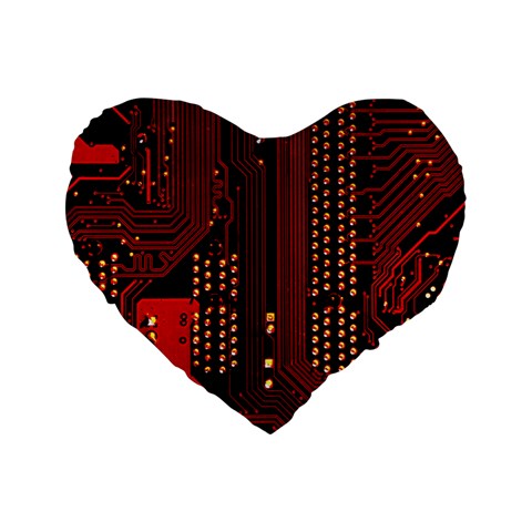 Technology Computer Circuit Standard 16  Premium Flano Heart Shape Cushions from ArtsNow.com Front