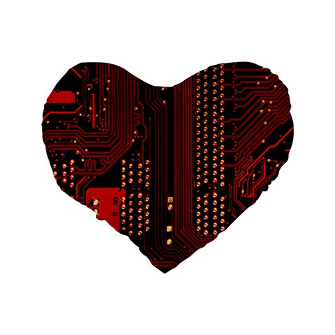 Technology Computer Circuit Standard 16  Premium Flano Heart Shape Cushions from ArtsNow.com Back
