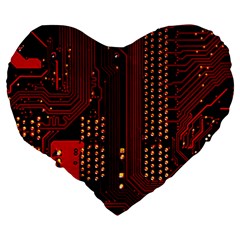 Technology Computer Circuit Large 19  Premium Flano Heart Shape Cushions from ArtsNow.com Back