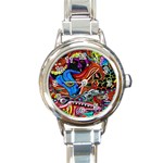 Psychedelic Trippy Hippie  Weird Art Round Italian Charm Watch