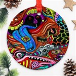 Psychedelic Trippy Hippie  Weird Art Ornament (Round)