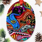 Psychedelic Trippy Hippie  Weird Art Ornament (Oval)