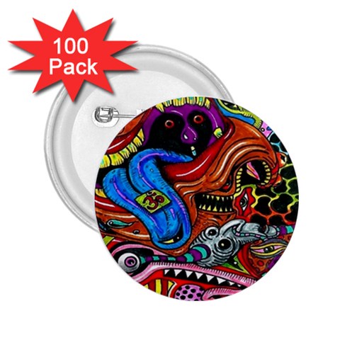 Psychedelic Trippy Hippie  Weird Art 2.25  Buttons (100 pack)  from ArtsNow.com Front
