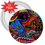 Psychedelic Trippy Hippie  Weird Art 3  Buttons (10 pack) 