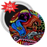 Psychedelic Trippy Hippie  Weird Art 3  Magnets (100 pack)
