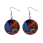Psychedelic Trippy Hippie  Weird Art Mini Button Earrings