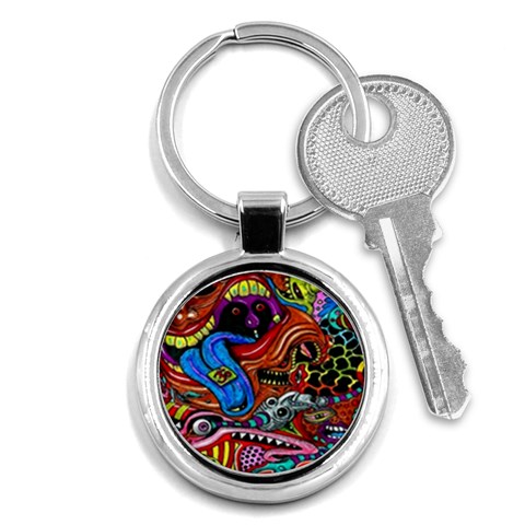 Psychedelic Trippy Hippie  Weird Art Key Chain (Round) from ArtsNow.com Front