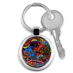 Psychedelic Trippy Hippie  Weird Art Key Chain (Round)