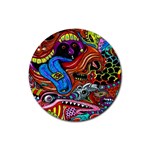 Psychedelic Trippy Hippie  Weird Art Rubber Coaster (Round)