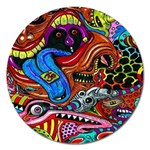 Psychedelic Trippy Hippie  Weird Art Magnet 5  (Round)