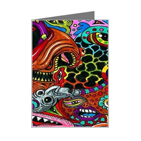 Psychedelic Trippy Hippie  Weird Art Mini Greeting Card from ArtsNow.com Left